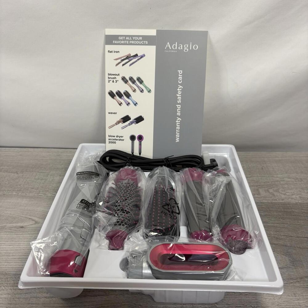 Adagio AirWand Styler Set w/ 5 Attachments Blow Dryer Straightener NEW Dmgd Box - Picture 2 of 9